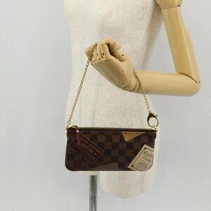 LOUIS VUITTON Damier Ebene Label Pochette Mira Pouch N63080 LV Auth 157886V